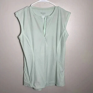 Athleta Pacifica II Tank Size Small Seafoam Green Sleeveless 1/4 Zip Workout Run